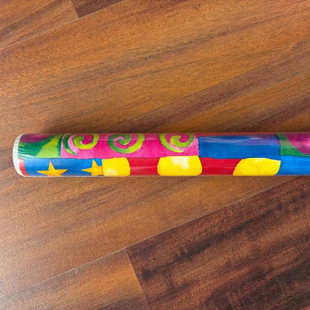 Premium‎ Gift Wrap 30in x 5ft 12.5 Sq Ft Roll Colorful Stars Circles Swirls